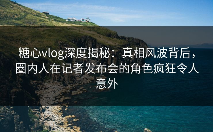 糖心vlog深度揭秘：真相风波背后，圈内人在记者发布会的角色疯狂令人意外
