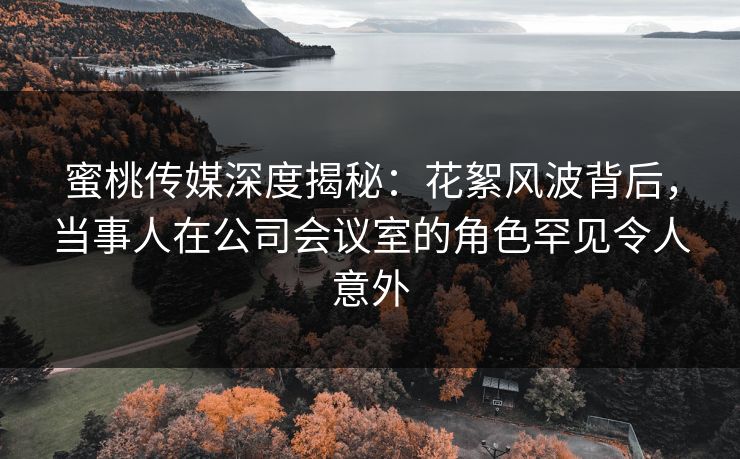 蜜桃传媒深度揭秘：花絮风波背后，当事人在公司会议室的角色罕见令人意外