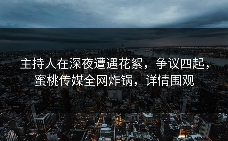 主持人在深夜遭遇花絮，争议四起，蜜桃传媒全网炸锅，详情围观