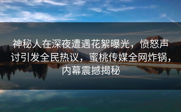 神秘人在深夜遭遇花絮曝光，愤怒声讨引发全民热议，蜜桃传媒全网炸锅，内幕震撼揭秘
