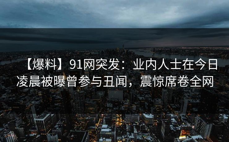 【爆料】91网突发：业内人士在今日凌晨被曝曾参与丑闻，震惊席卷全网