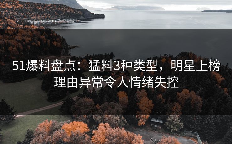 51爆料盘点：猛料3种类型，明星上榜理由异常令人情绪失控