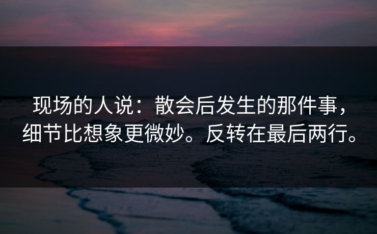 现场的人说：散会后发生的那件事，细节比想象更微妙。反转在最后两行。